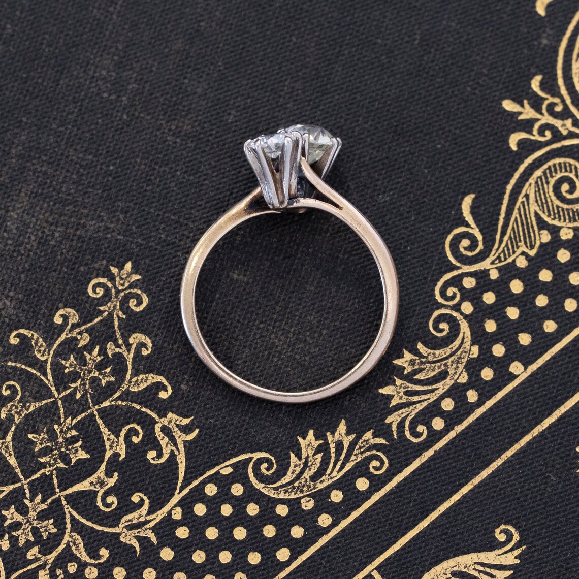 Round Cut Moissanite Wedding Ring 14K Yellow Gold Engagement Ring Two ...