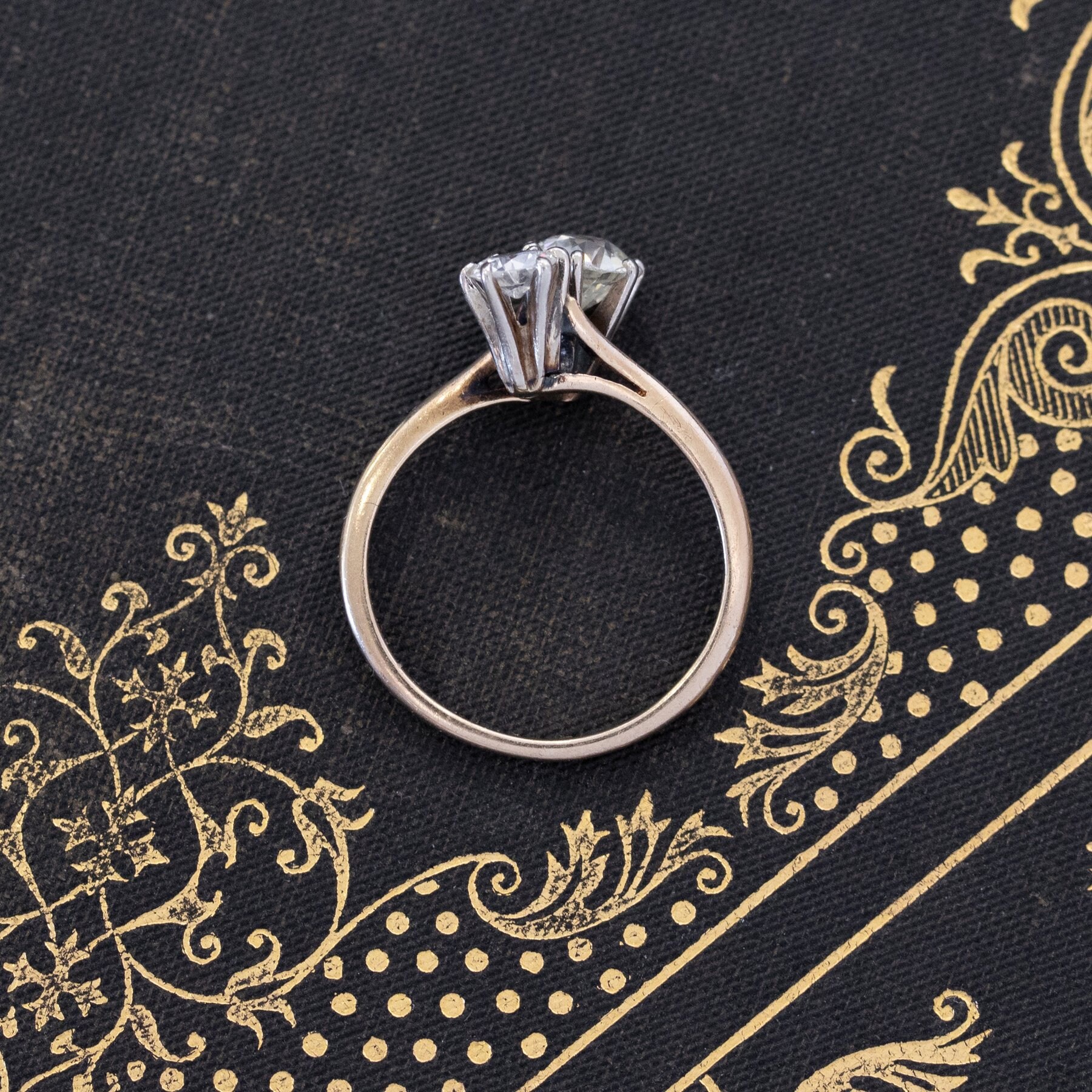 Round Cut Moissanite Wedding Ring 14K Yellow Gold Engagement Ring Two ...