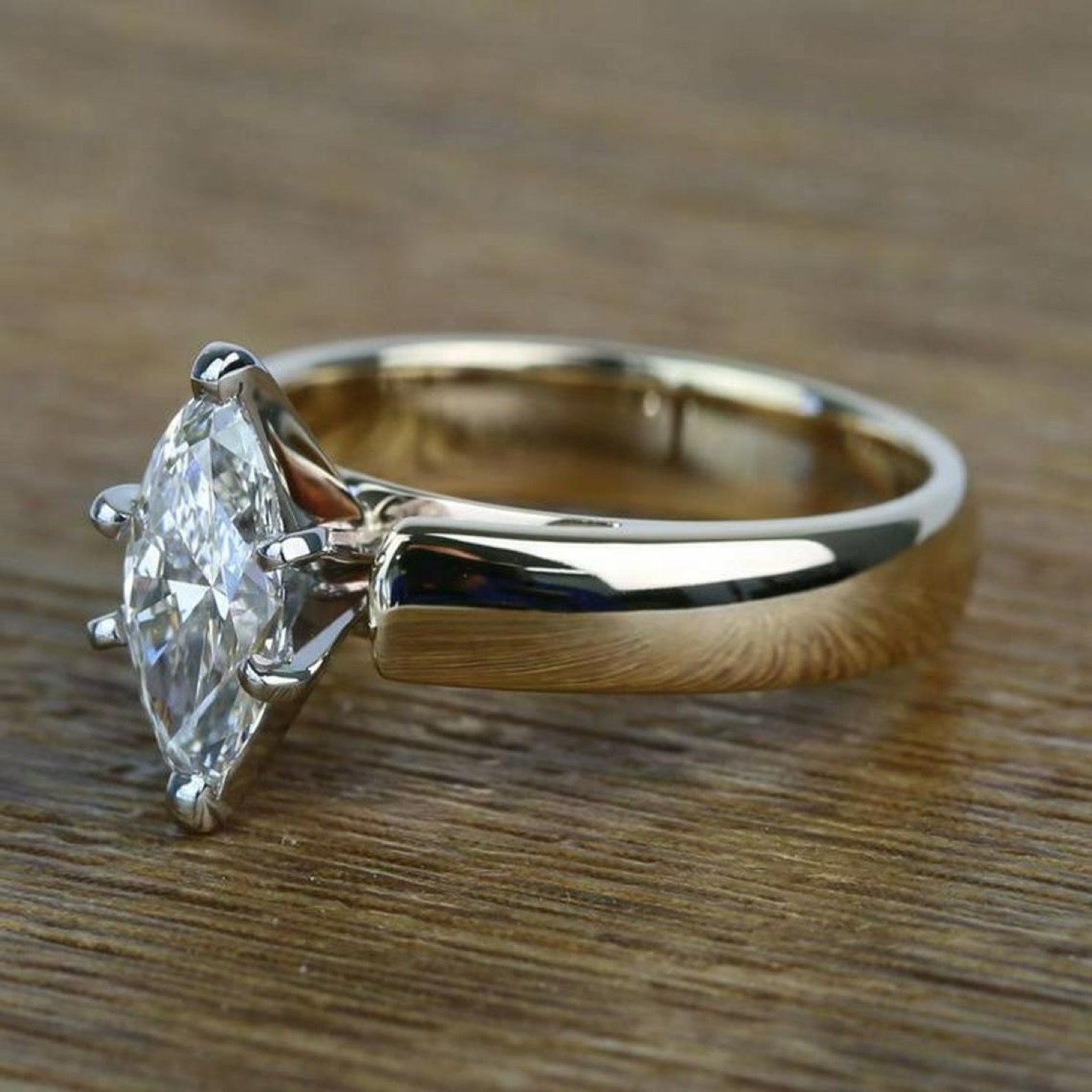 Marquise Cut Moissanite Engagement Ring Solitaire Diamond Etsy