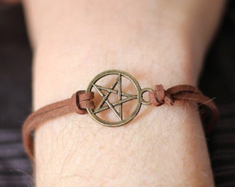 Pentacle bracelet, Pentagram jewelry, Witchy jewelry, Wicca, Men's bracelet