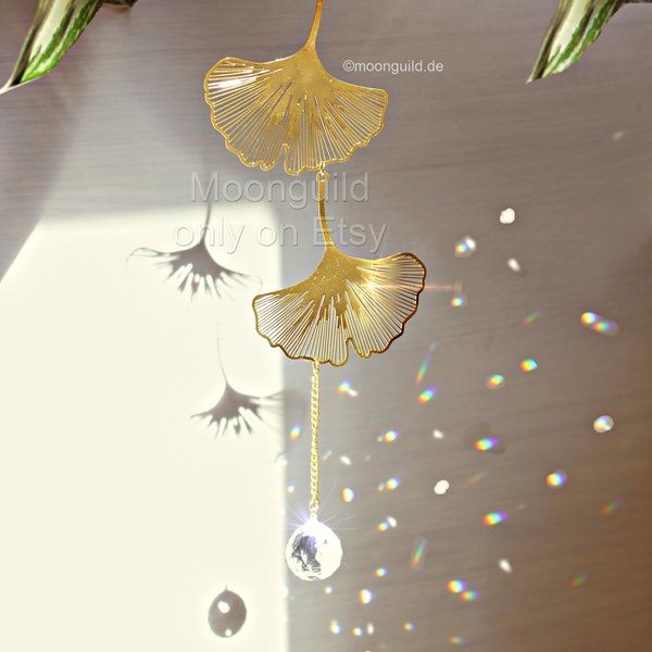 Suncatcher Ginko Leaf, Window Crystal Prism