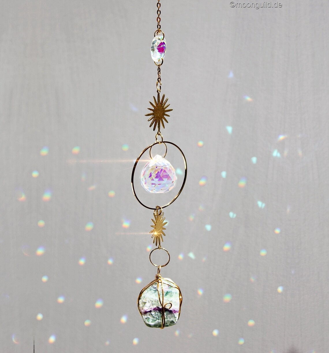 Saijer Sonnenfänger 45cm - Kristall Windspiel Mit Spiralschwanz Blau