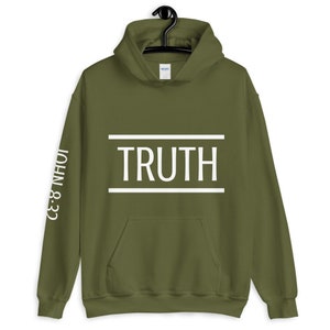 Moletom com capuz unissex Truth, Nome, Moletom com capuz, Moletons cristãos, Vestuário cristão, Roupas religiosas, Roupas inspiradoras, Moletom unissex