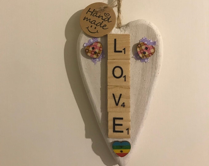 Small wooden “Love” hanging heart