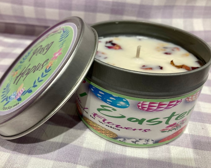 Handpoured soy ‘Pasg Hapus’ / Welsh Pasg Hapus (Happy Easter) candle. 50ml in tin