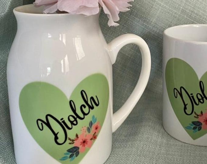 Jwg blodau ‘Diolch’ flower jug