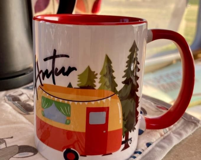 Myg ‘Carafan 'Antur" / Caravan Mug "Adventure" Camping mug. Personalised.