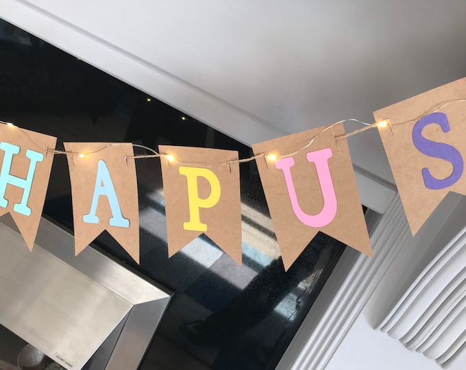 Baner PENBLWYDD HAPUS . Handmade bunting