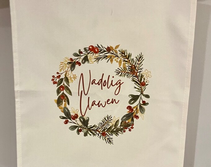 Cadach / clwt sychu llestri ‘Nadolig Llawen’  tea towel