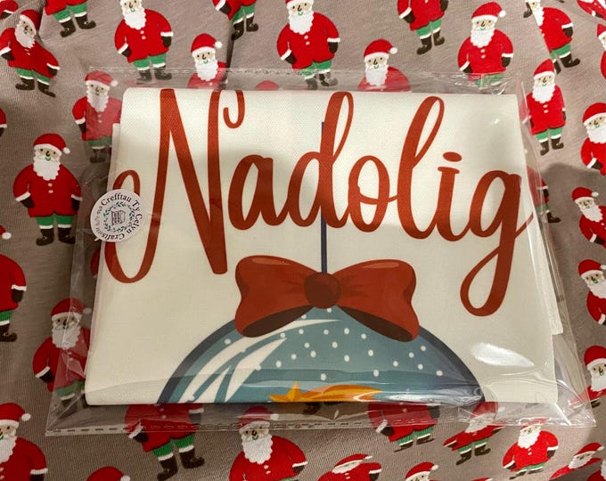 Cadach / clwt sychu llestri ‘Nadolig Llawen’  tea towel