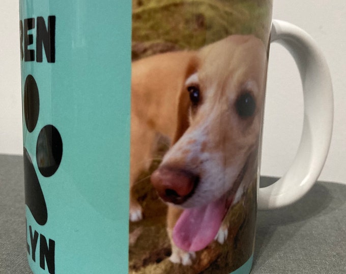 Myg ci wedi personaleiddio: Personalised Dog mug - with a picture of your dog.. ideal birthday or Christmas gift