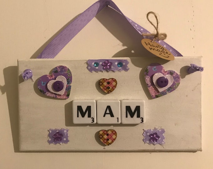 Plac pren “Mam” (neu unrhyw air arall y dymunwch)