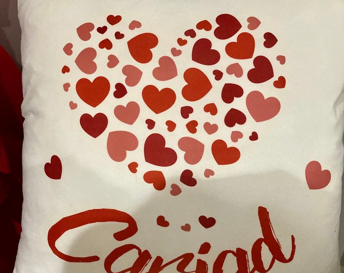 Clustog Cariad / Cariad (love) Cushion. 40cmx40cm