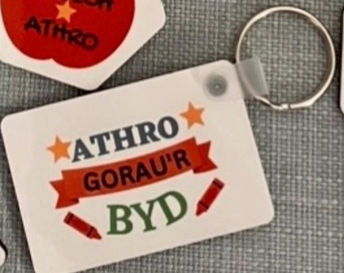 Cadwyn allwedd ‘Athro Gorau'r Byd'. / Welsh Teacher keychain. Keyring Ideal teacher gift