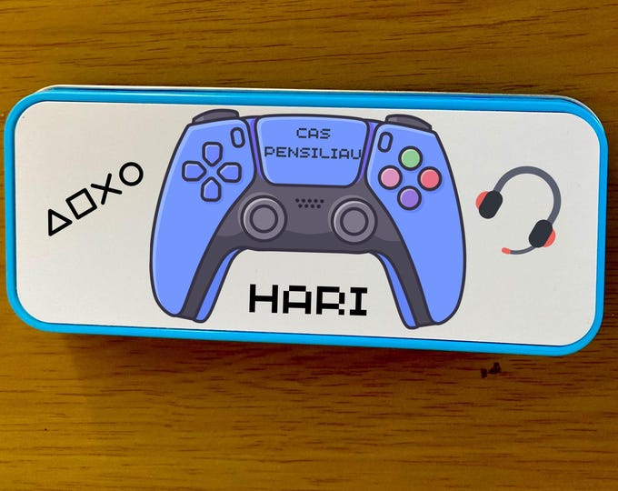 Personalised Pencil-case tin  (blue)/ Câs pensiliau (glas) tin wedi bersonoleiddio