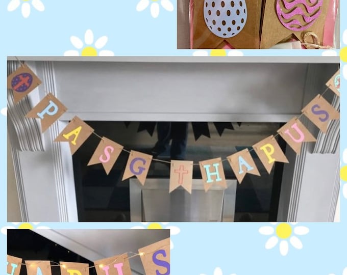 Baner PASG HAPUS / Pasg Hapus (Happy Easter) Bunting Hefyd PenblwyddHapus . Handmade