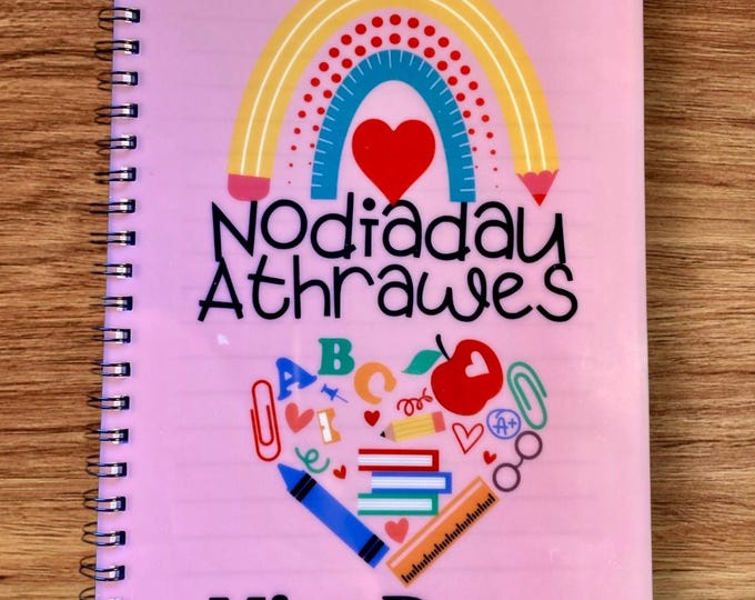 Llyfr A5  Nodiadau Athrawes/ Diolch Athrawes - gellir personaleiddio / A5 Teacher Notebook