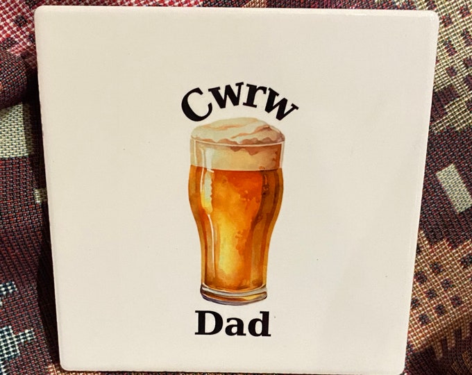 CWRWDad (Dad's Beer) ceramic coaster