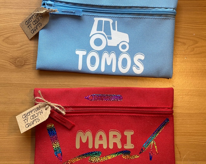 Personalised Pencil-case / Câs pensiliau wedi personaleiddio. Gift or birthday gift,or back to school supplies