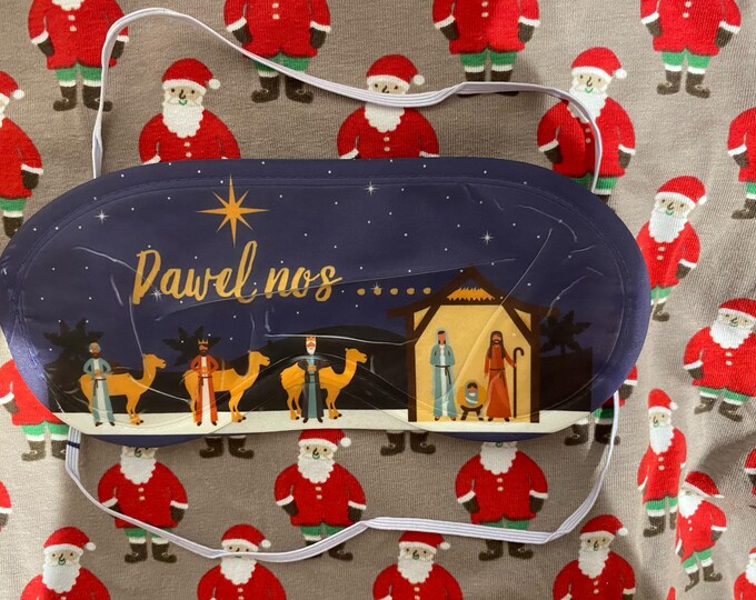 Masg llygad Nadolig 'Dawel Nos''/ Welsh Christmas 'Silent night' sleep eye mask.