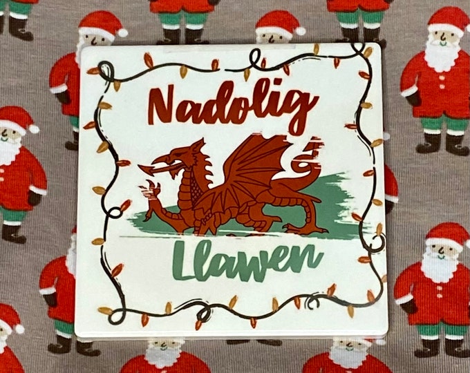 Single/set of4/ser of 6. Coaster seramig Nadolig Llawen ceramic coaster