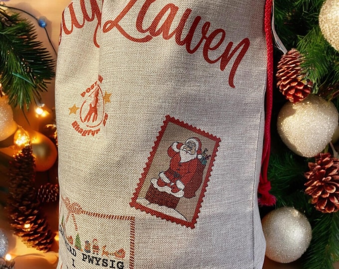 Sach ‘Nadolig Llawen’  a gellir ei bersonaleiddio / Welsh Christmas  Sack which can be personalised