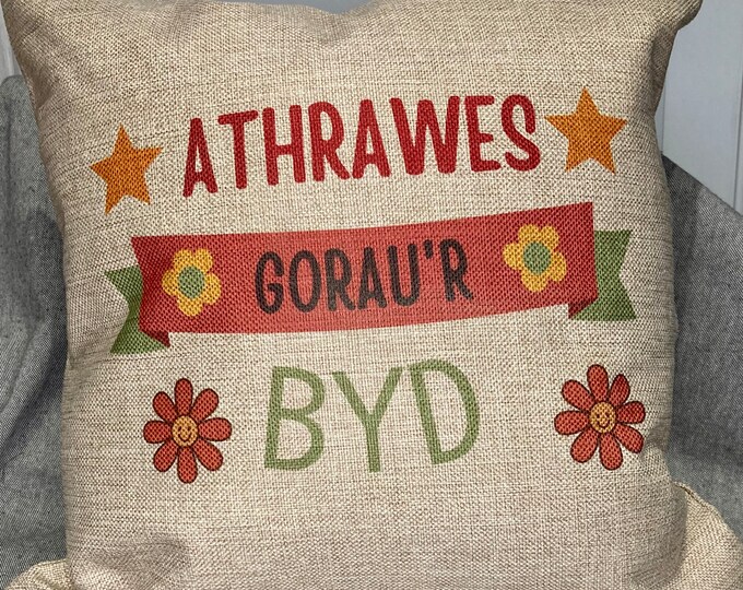 Clustog athrawes gorau’r byd/ Welsh best teacher in the world cushion