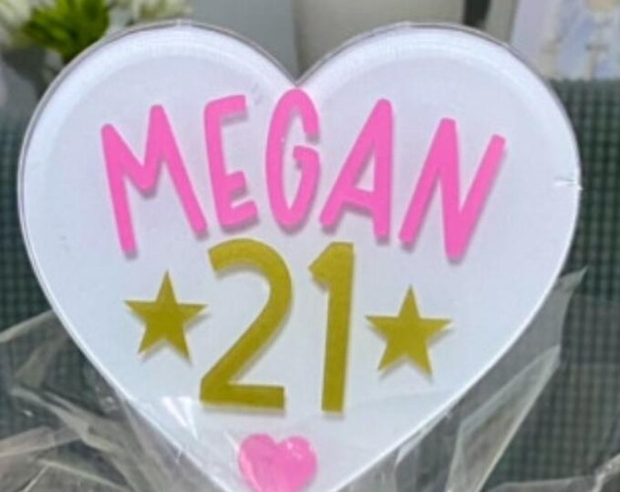 Personalised Acrylic star  cake topper / Topper cacen wedi personaleiddio