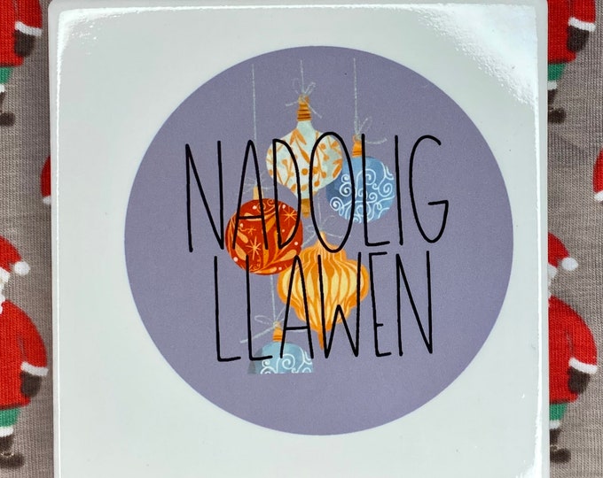 Single/set of 4/set of 6.Coaster seramig Nadolig Llawen ceramic coaster