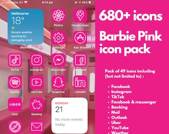 680+ pack |Barbie Pink iOS14 Icon Pack | iPhone | (Digital Download)