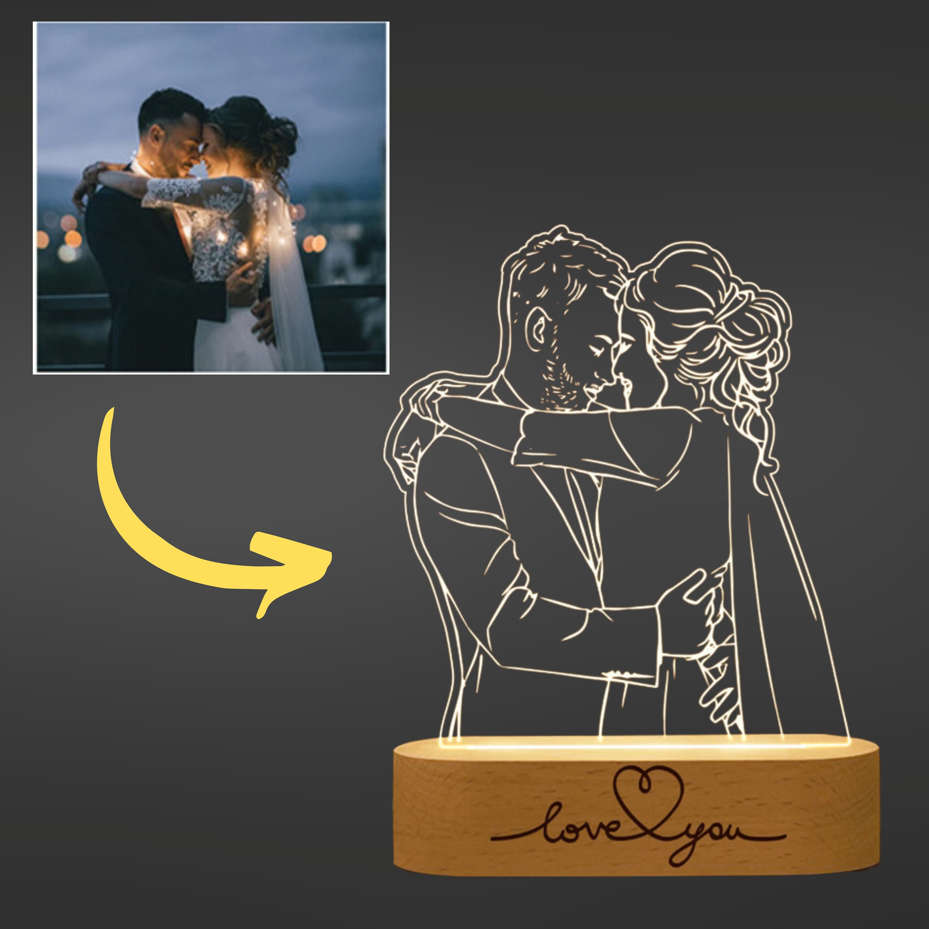 Personalized 3D Night Light Neon Photo Lamp for Wedding