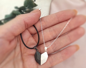 Magnetic Couples Necklace 2 Pcs Personalized Custom Letter Matching  Necklaces Love Heart Wishing Stone Two Souls One Heart Necklace Pendant for  Men