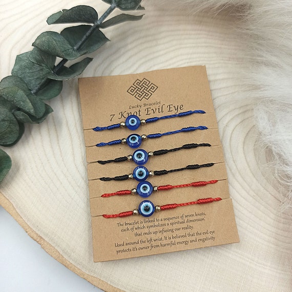 Blue Nazar Bracelet Set for Women Pack of 6 Seven Knots Evil Eye Protection  Armband Family Mother Baby Lucky Luck 7 Knots Red String 