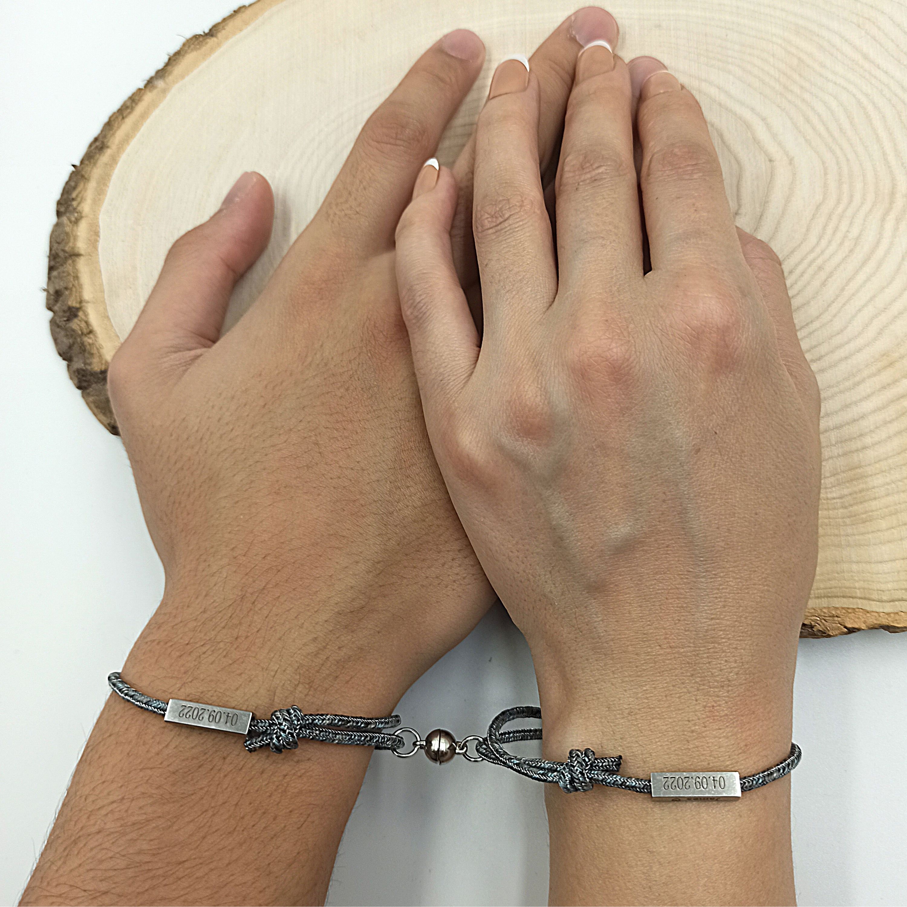 Cuban Chain Matching Couple Bracelet Set Magnetic Heart -   Bracelets  for boyfriend, Matching couple bracelets, Hand bracelet