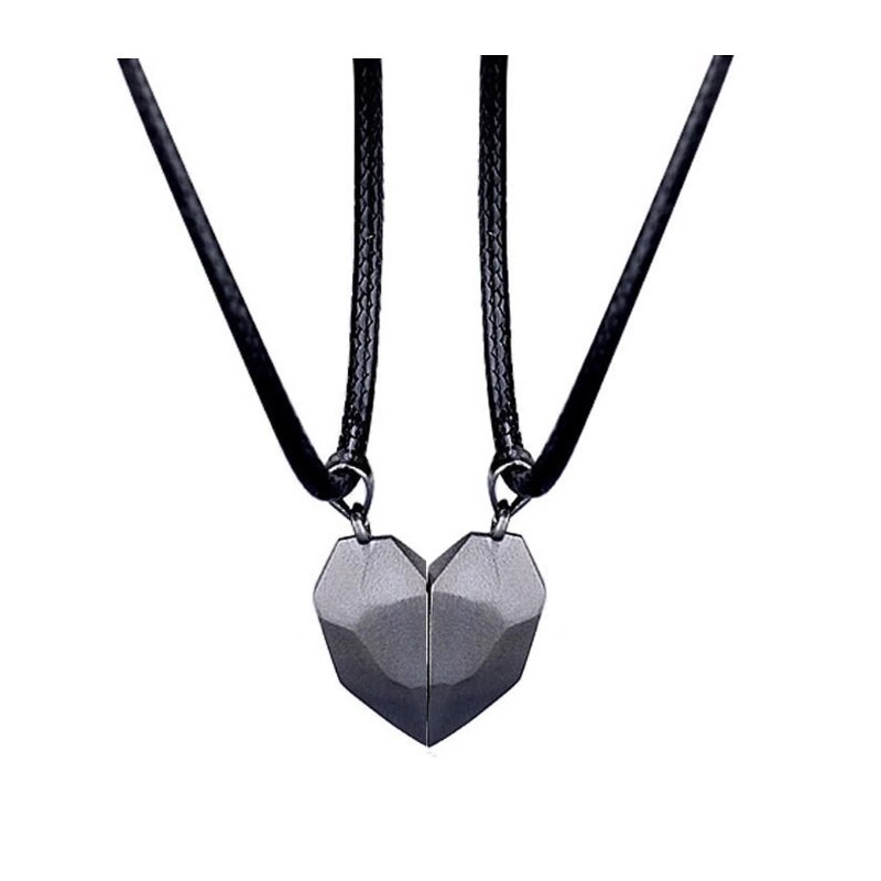Forever Two Pieces Couple Necklace Set Magnetic Heart Pendant for Women Men  BFF, Best Friend , His and Hers Jewelry Gift Ides 