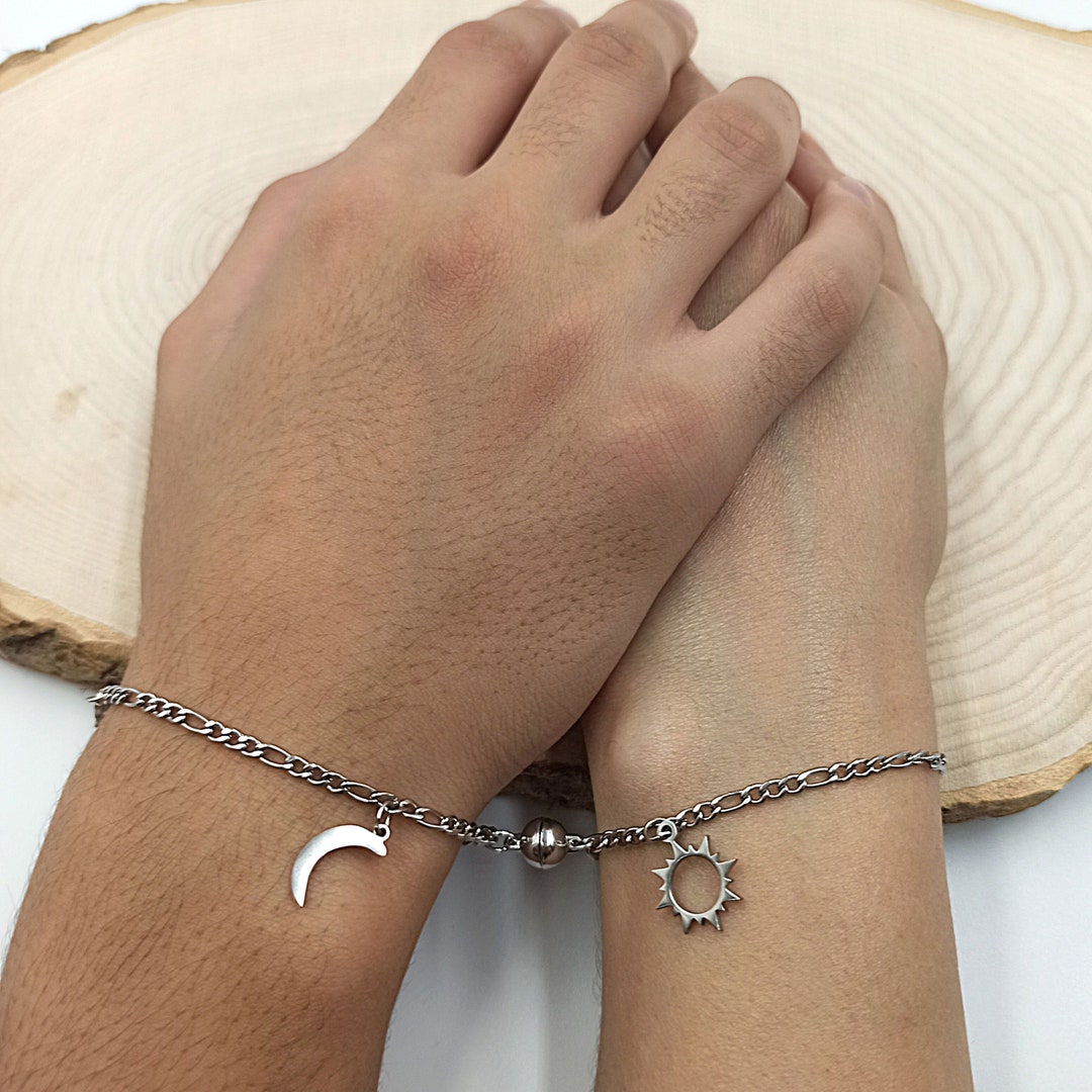 Sun and Moon Couple Bracelet Set With Attachment Etsy