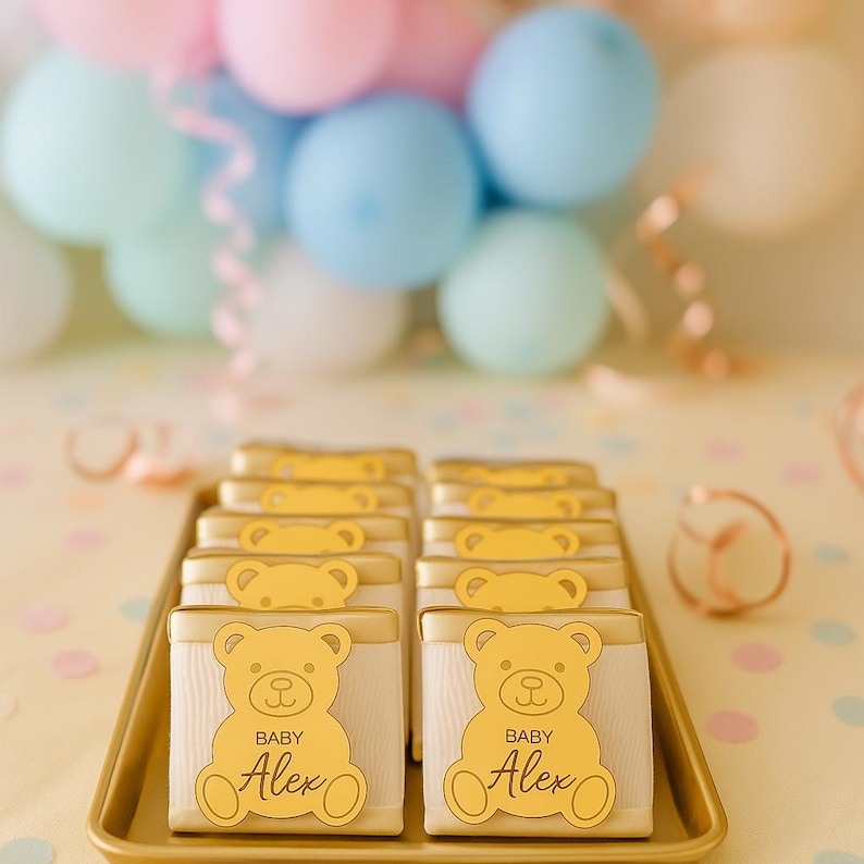 Teddy Bear Chocolate Favours – Custom Design Gift Box – Baby Shower ...
