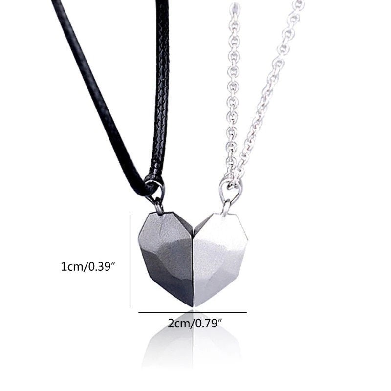 Forever Two Pieces Couple Necklace Set Magnetic Heart Pendant for Women Men  BFF, Best Friend , His and Hers Jewelry Gift Ides 