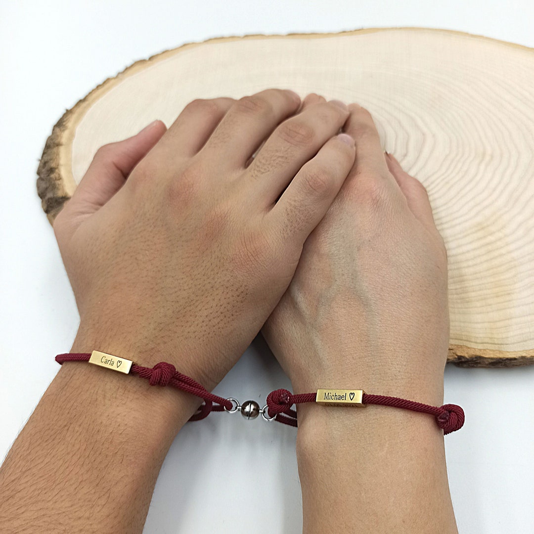 Custom Initials Couple Magnetic Heart Bracelets – The Pal Choice