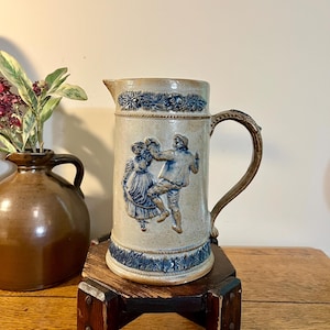 Antique Cobalt Blue Salt Glazed Pitcher