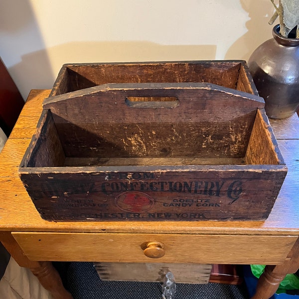 Large Antique Wooden Carrier with Advertisement
