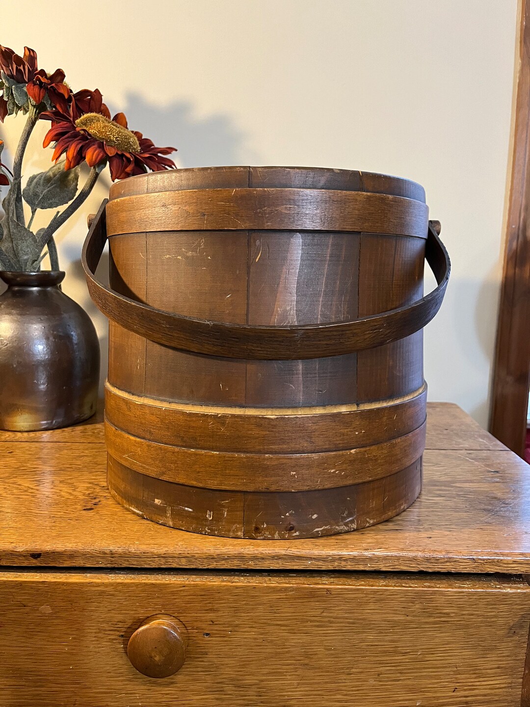 Large Antique Wooden Firkin / Bucket Etsy