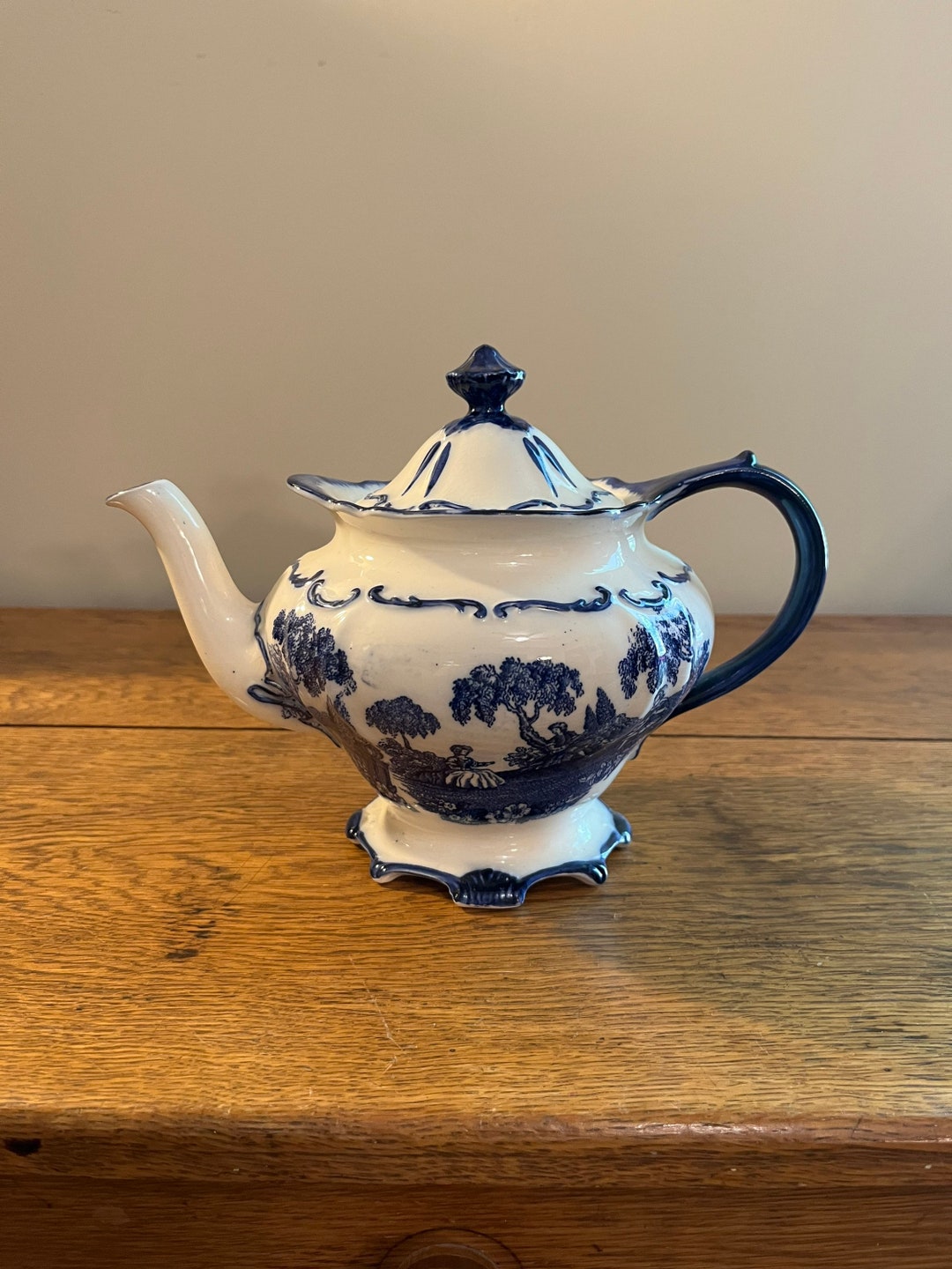 Vintage Sadler Romantic Flo Blue Ironstone Tea Pot Etsy