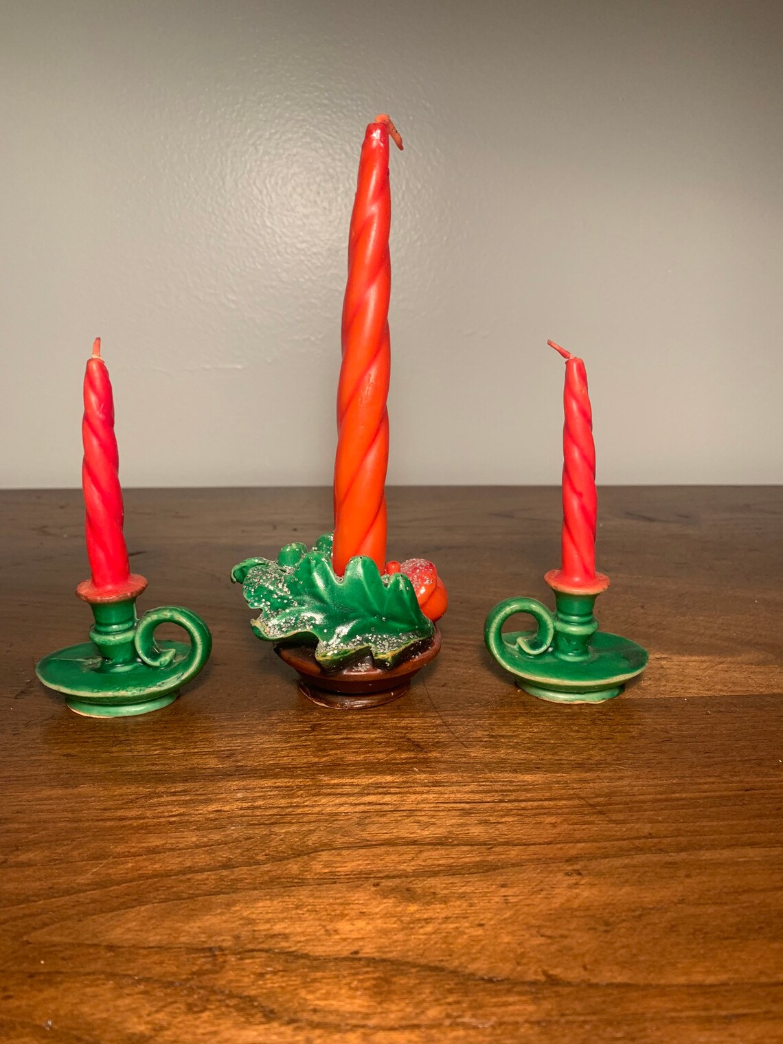 Vintage Christmas Gurley Candlesset of 3 1 large and 2 small Etsy