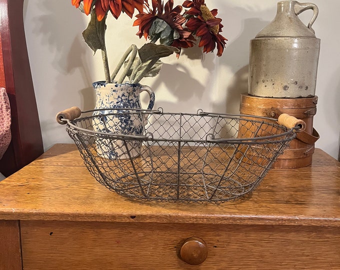 Vintage Wire Egg / Gathering Basket Etsy