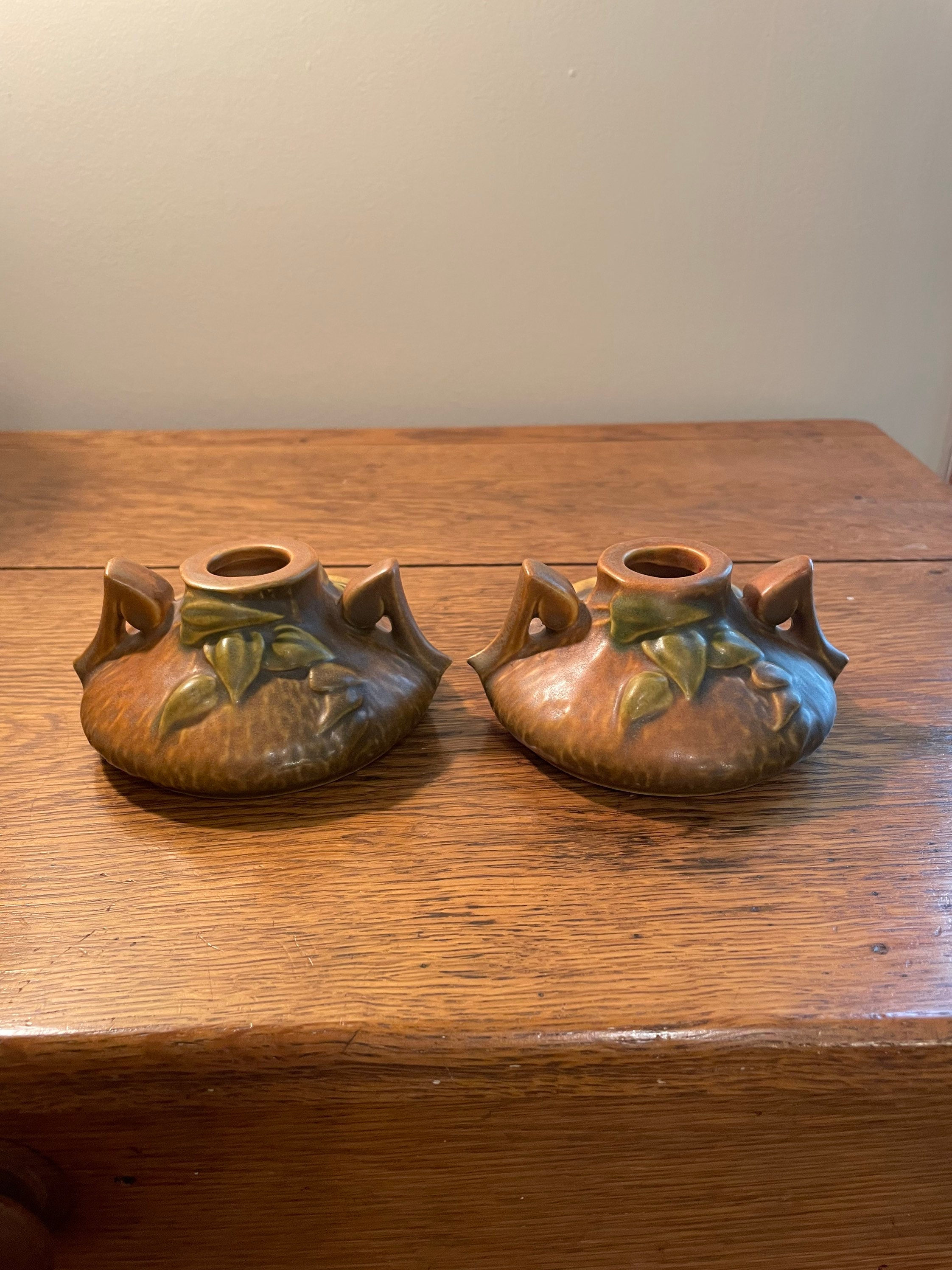 Roseville Clematis Candle Holders - Etsy