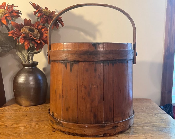 Large Antique Wooden Firkin / Sugar Bucket Etsy