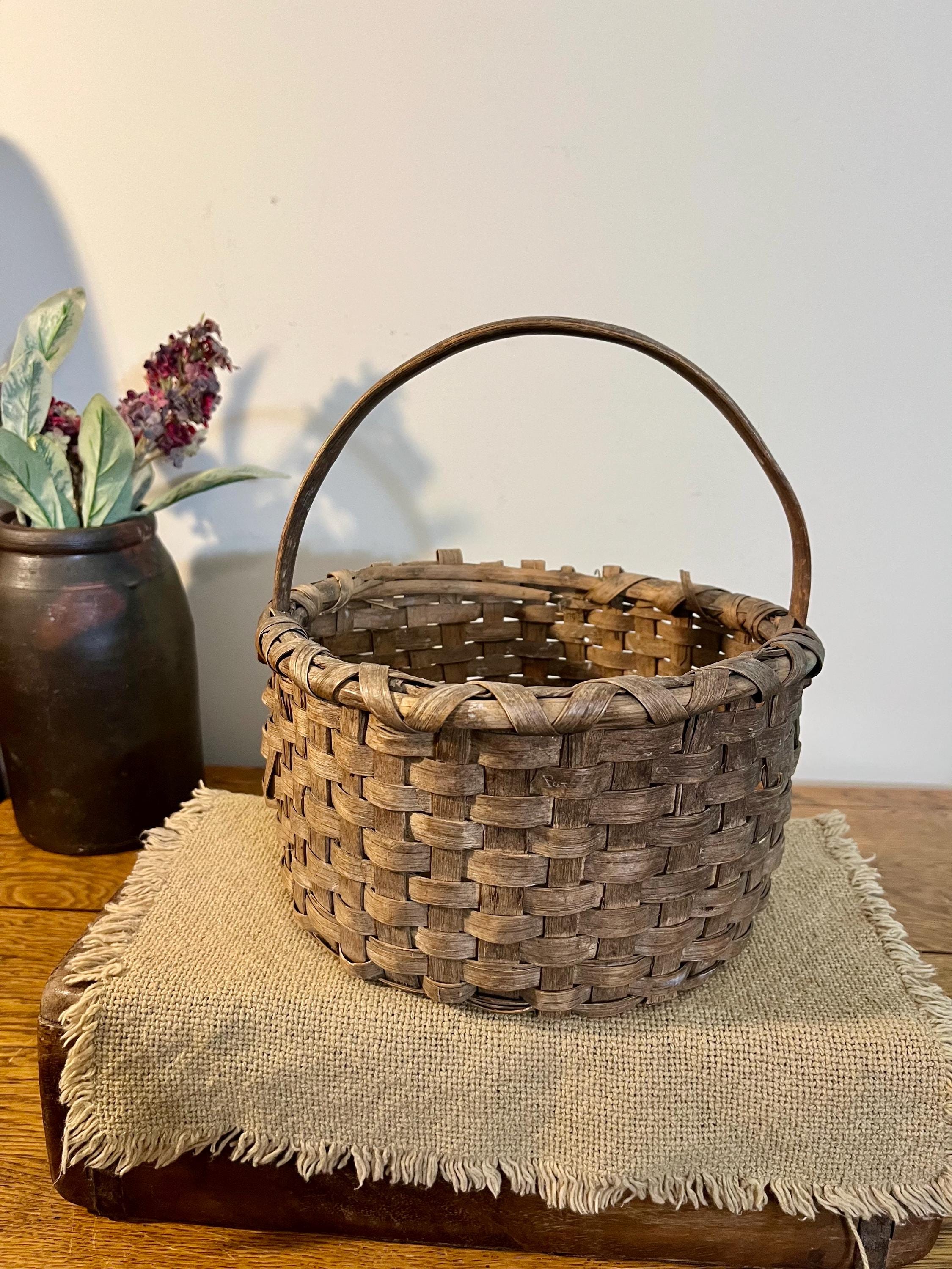 Split Reed Basket Antique Split Reed Round Harvest Basket - Etsy