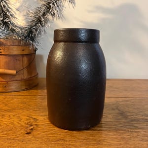 Antique Small Brown Stoneware Canning Crock ( excellent )