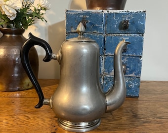 Vintage Pewter Teapot with Wooden Handle